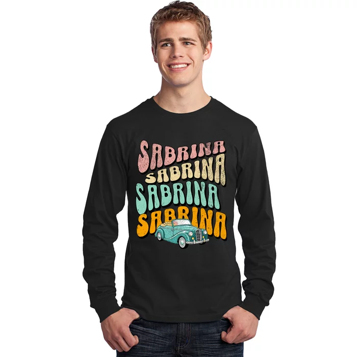 Girl Retro Sabrina First Name Groovy Beach Long Sleeve Shirt