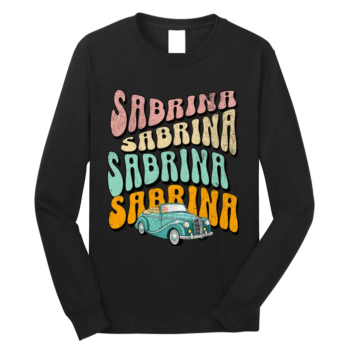 Girl Retro Sabrina First Name Groovy Beach Long Sleeve Shirt