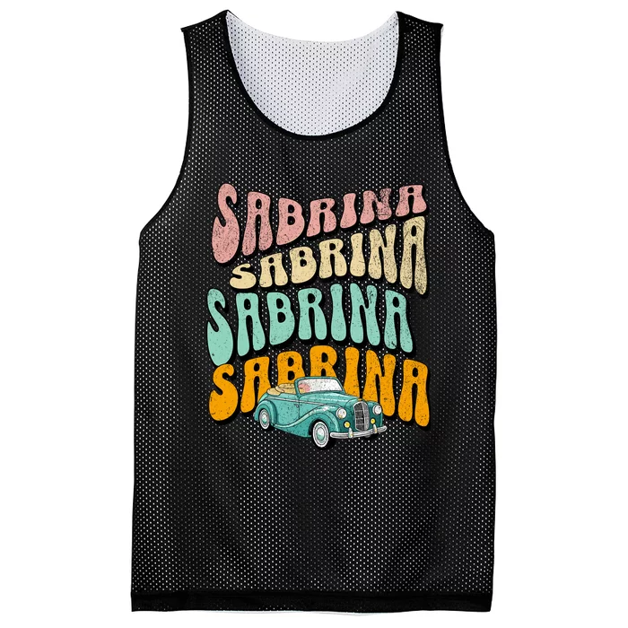 Girl Retro Sabrina First Name Groovy Beach Mesh Reversible Basketball Jersey Tank