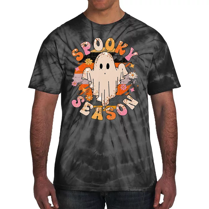 Groovy Retro Spooky Season Retro Ghost Halloween Tie-Dye T-Shirt