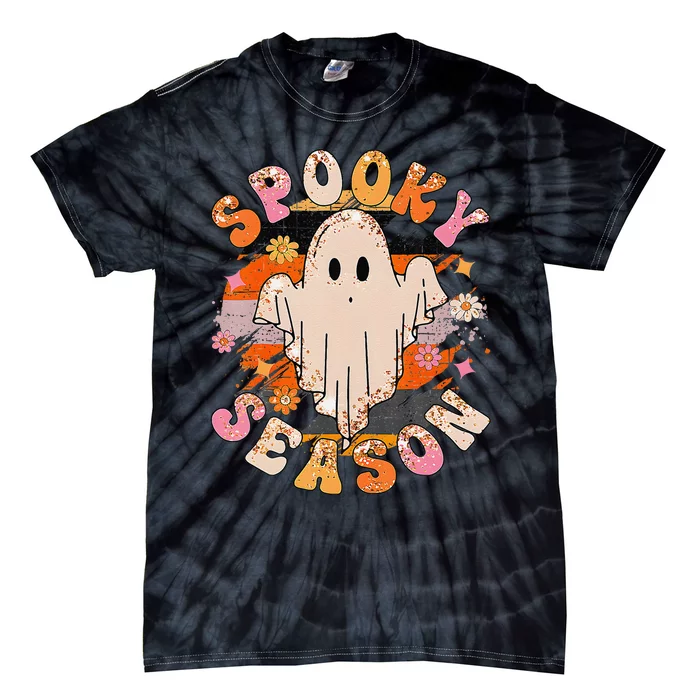 Groovy Retro Spooky Season Retro Ghost Halloween Tie-Dye T-Shirt