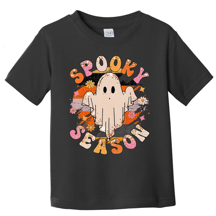 Groovy Retro Spooky Season Retro Ghost Halloween Toddler T-Shirt