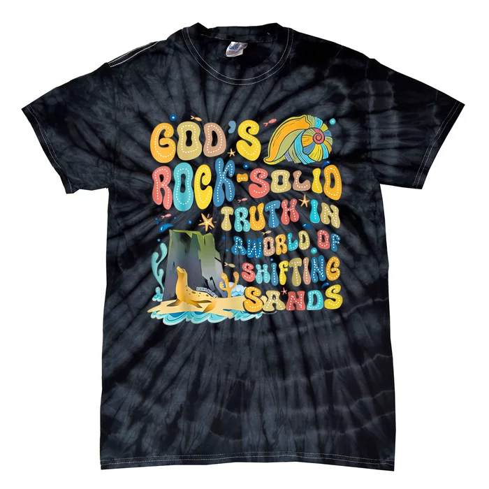 GodS Rock Solid Breaker Rock Beach Vbs 2024 Christian Tie-Dye T-Shirt