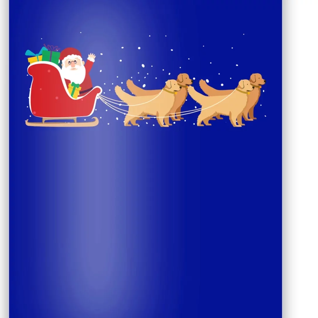 Golden Retriever Santa Christmas Sleigh Funny Labrador Xmas Gift Poster