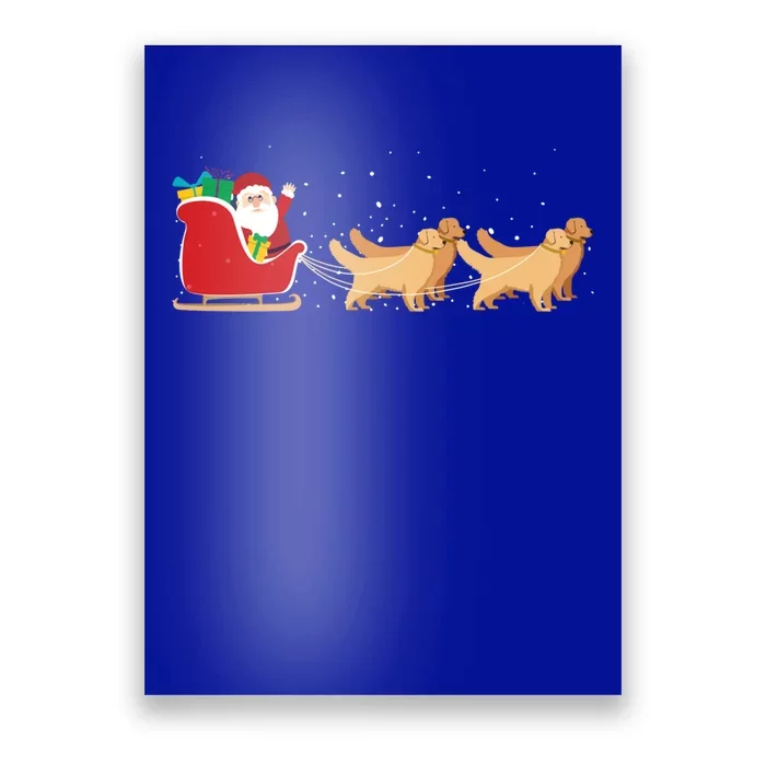 Golden Retriever Santa Christmas Sleigh Funny Labrador Xmas Gift Poster