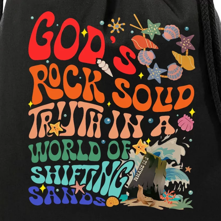 Gods Rock Solid Truth In A World Drawstring Bag