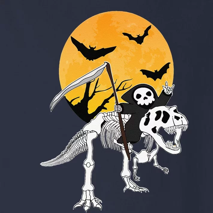 Grim Reaper Scythe Riding Skeleton TRex Paranormal Toddler Long Sleeve Shirt