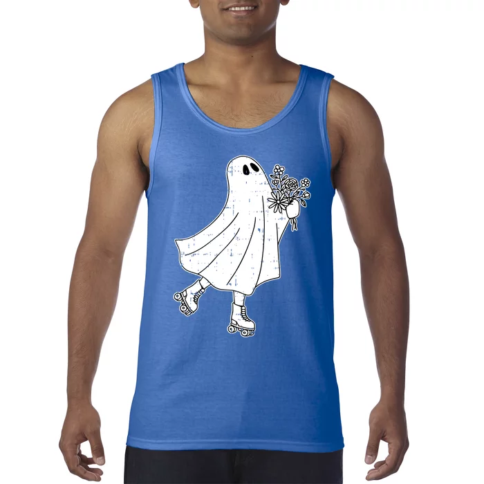 Ghost Roller Skate Halloween Costume Ghoul Skating Skater Funny Gift Tank Top