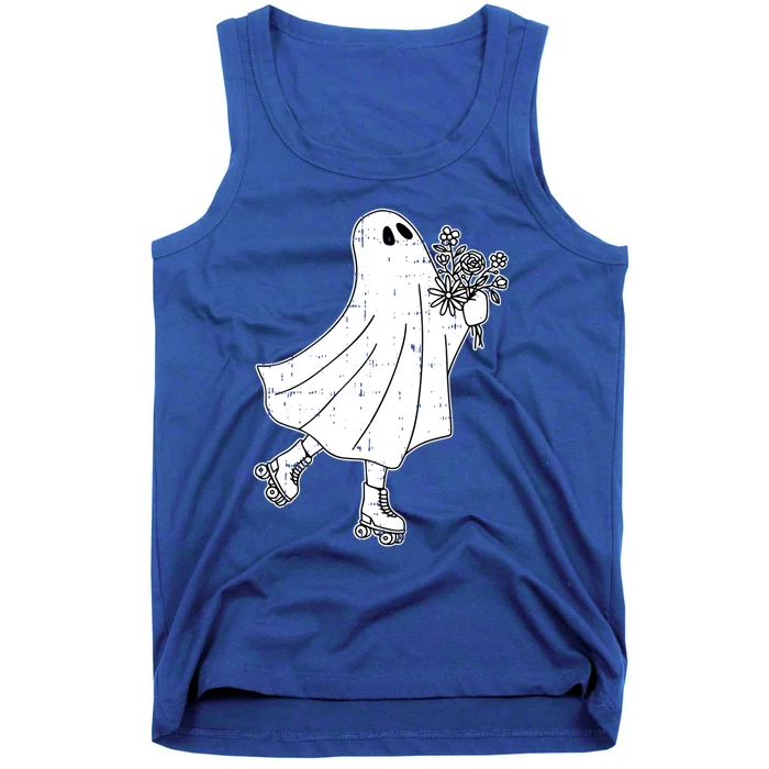 Ghost Roller Skate Halloween Costume Ghoul Skating Skater Funny Gift Tank Top