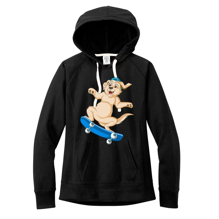 Golden Retriver Skateboarding Women's Fleece Hoodie