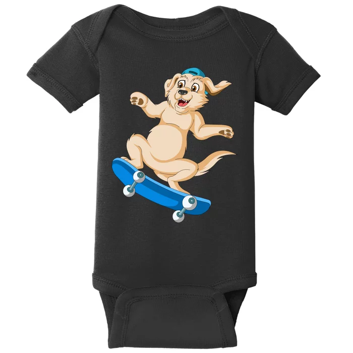 Golden Retriver Skateboarding Baby Bodysuit