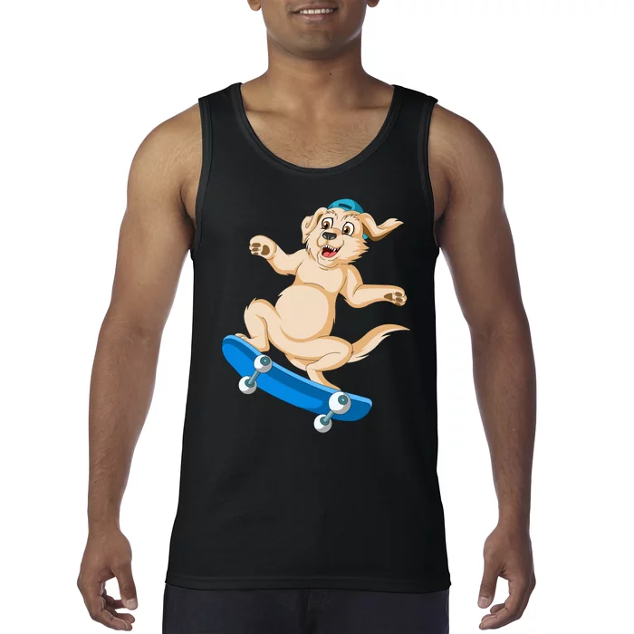 Golden Retriver Skateboarding Tank Top