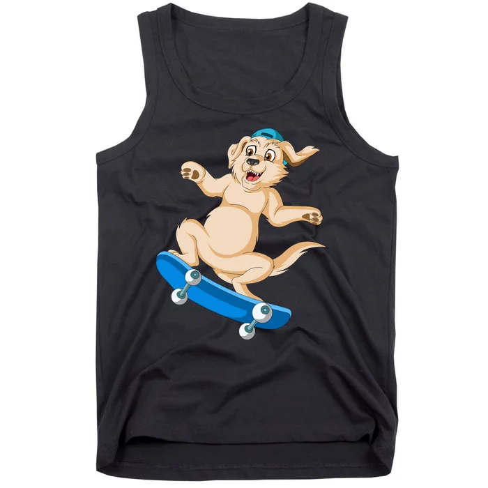 Golden Retriver Skateboarding Tank Top