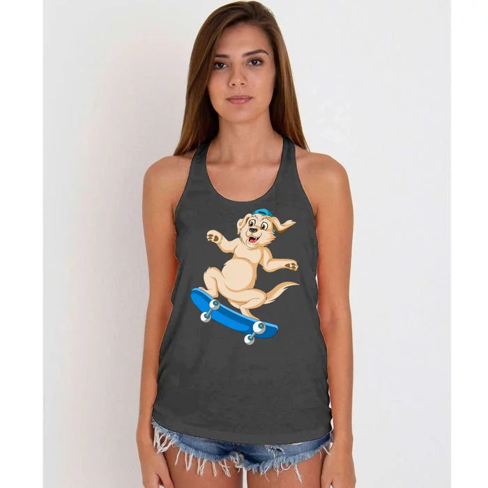 Golden Retriver Skateboarding Women's Knotted Racerback Tank