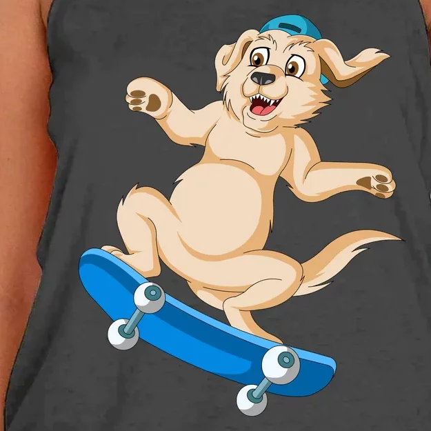 Golden Retriver Skateboarding Women's Knotted Racerback Tank