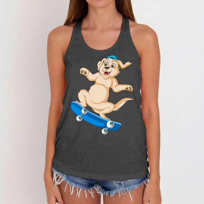 Golden Retriver Skateboarding Women's Knotted Racerback Tank