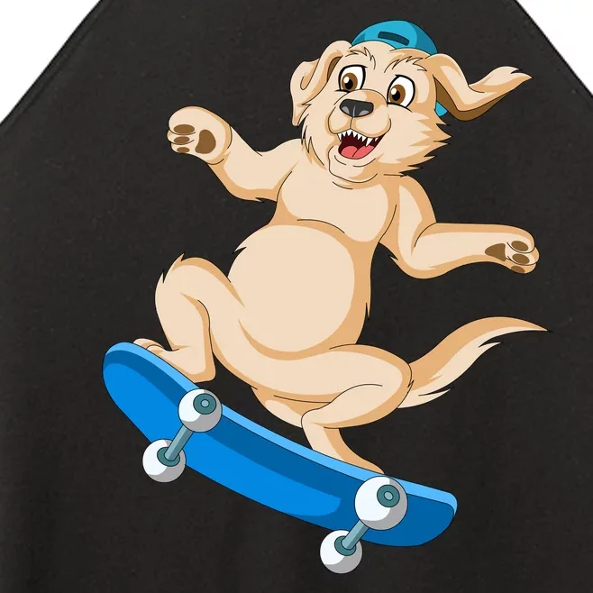 Golden Retriver Skateboarding Women’s Perfect Tri Rocker Tank