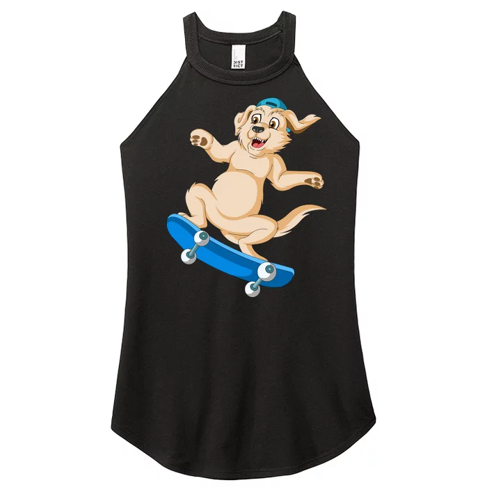 Golden Retriver Skateboarding Women’s Perfect Tri Rocker Tank