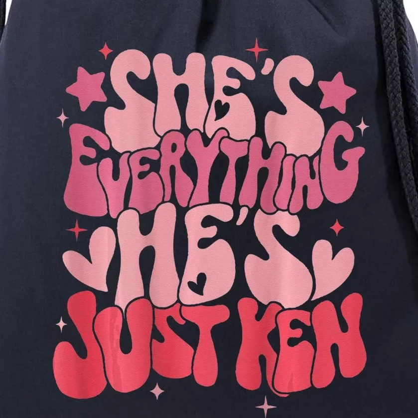 Groovy Retro Shes Everything Hes Just Ken Drawstring Bag