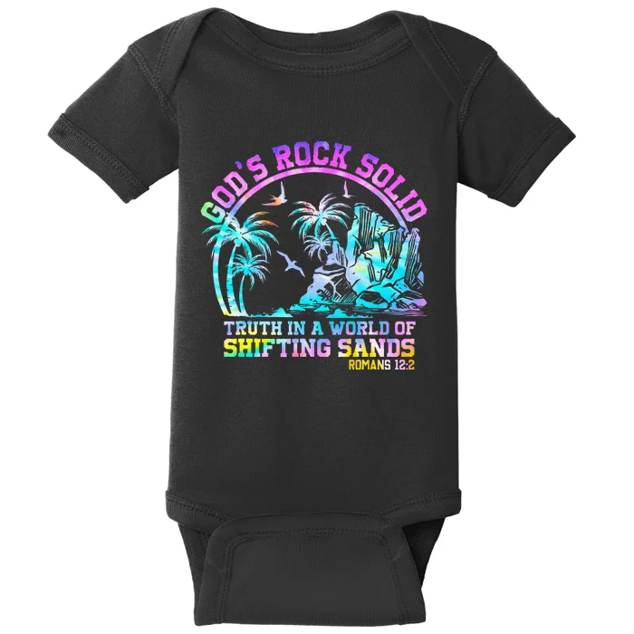 GodS Rock Solid Breaker Rock Beach Vbs 2024 Christian Baby Bodysuit