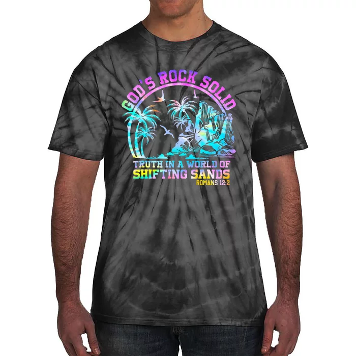 GodS Rock Solid Breaker Rock Beach Vbs 2024 Christian Tie-Dye T-Shirt