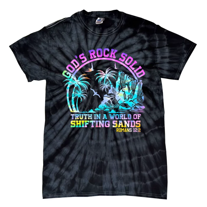 GodS Rock Solid Breaker Rock Beach Vbs 2024 Christian Tie-Dye T-Shirt