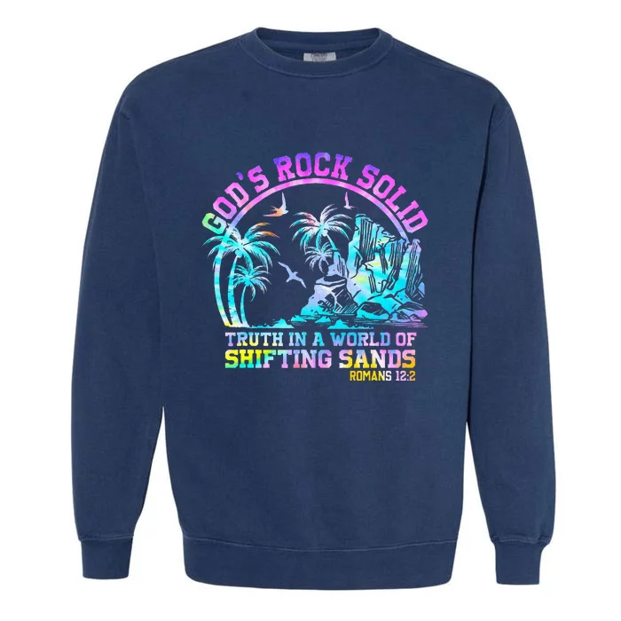 GodS Rock Solid Breaker Rock Beach Vbs 2024 Christian Garment-Dyed Sweatshirt