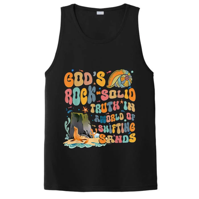 GodS Rock Solid Breaker Rock Beach Vbs 2024 Christian Performance Tank