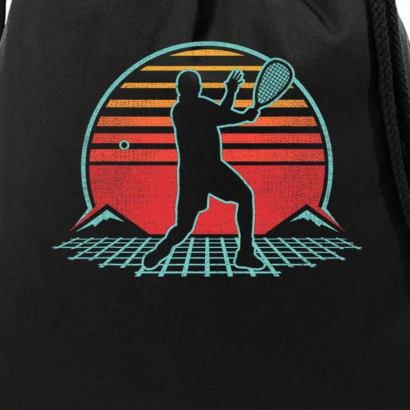 Gifts Retro Sunset Tennis Racquet Ball Coach Tennis Player Drawstring Bag