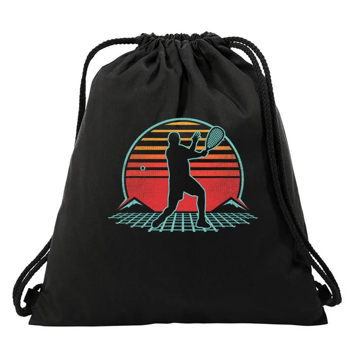 Gifts Retro Sunset Tennis Racquet Ball Coach Tennis Player Drawstring Bag