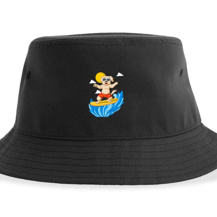 Golden Retriver Surfing Sustainable Bucket Hat