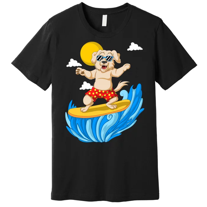 Golden Retriver Surfing Premium T-Shirt