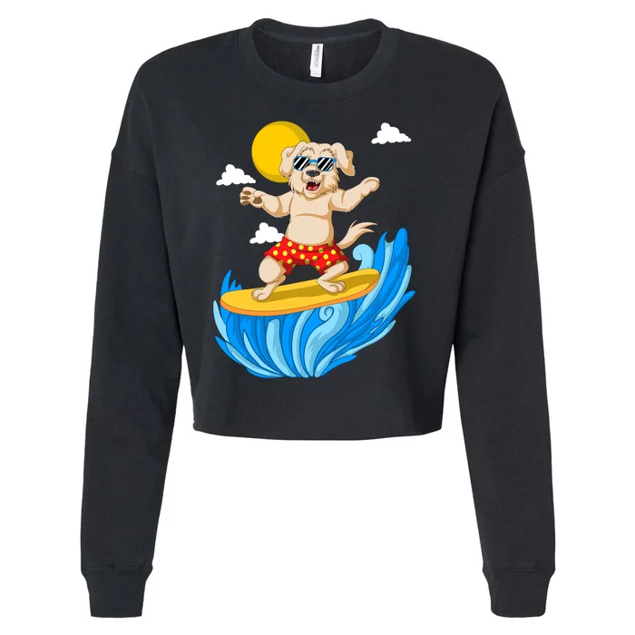 Golden Retriver Surfing Cropped Pullover Crew