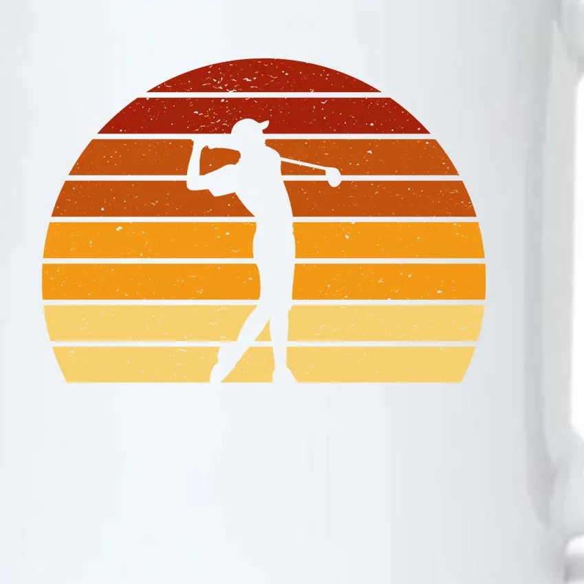 Golf Retro Sunset Golfing Black Color Changing Mug