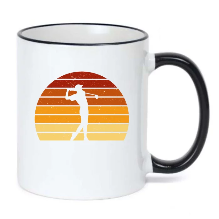 Golf Retro Sunset Golfing Black Color Changing Mug