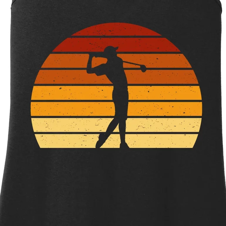 Golf Retro Sunset Golfing Ladies Essential Tank