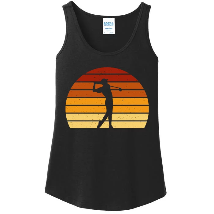 Golf Retro Sunset Golfing Ladies Essential Tank