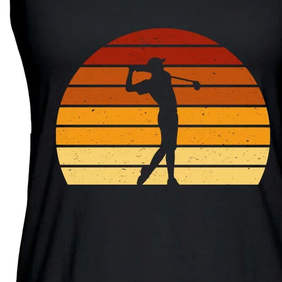 Golf Retro Sunset Golfing Ladies Essential Flowy Tank