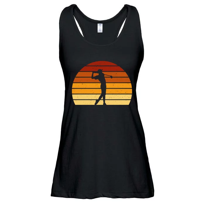 Golf Retro Sunset Golfing Ladies Essential Flowy Tank