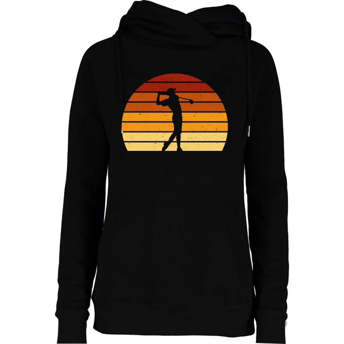 Golf Retro Sunset Golfing Womens Funnel Neck Pullover Hood