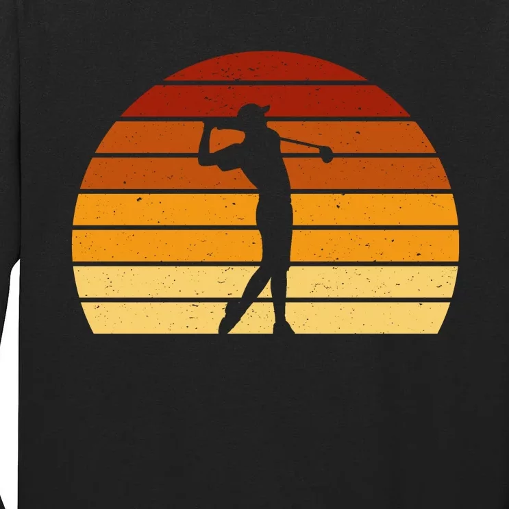 Golf Retro Sunset Golfing Tall Long Sleeve T-Shirt