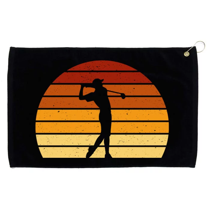 Golf Retro Sunset Golfing Grommeted Golf Towel