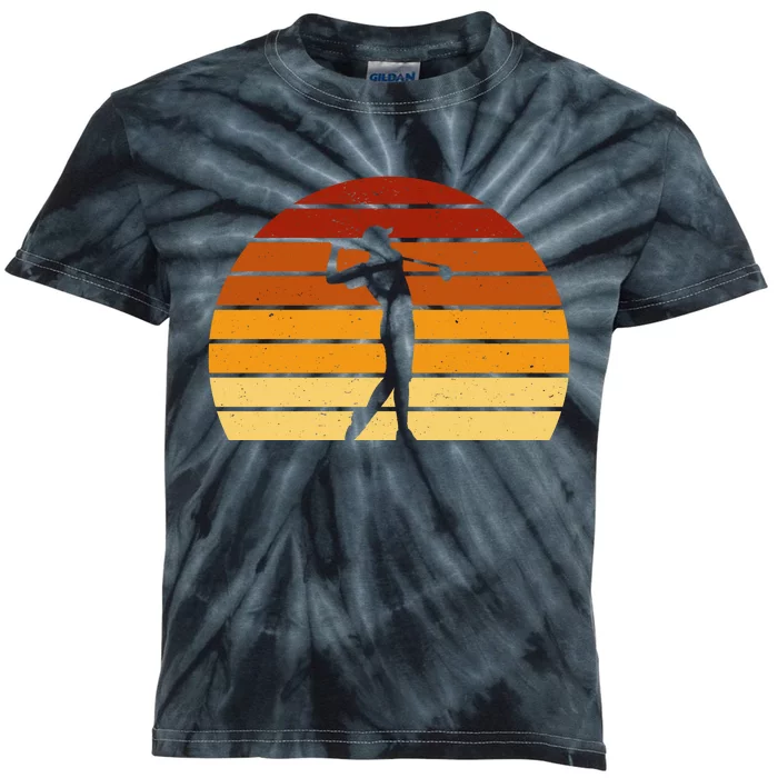 Golf Retro Sunset Golfing Kids Tie-Dye T-Shirt