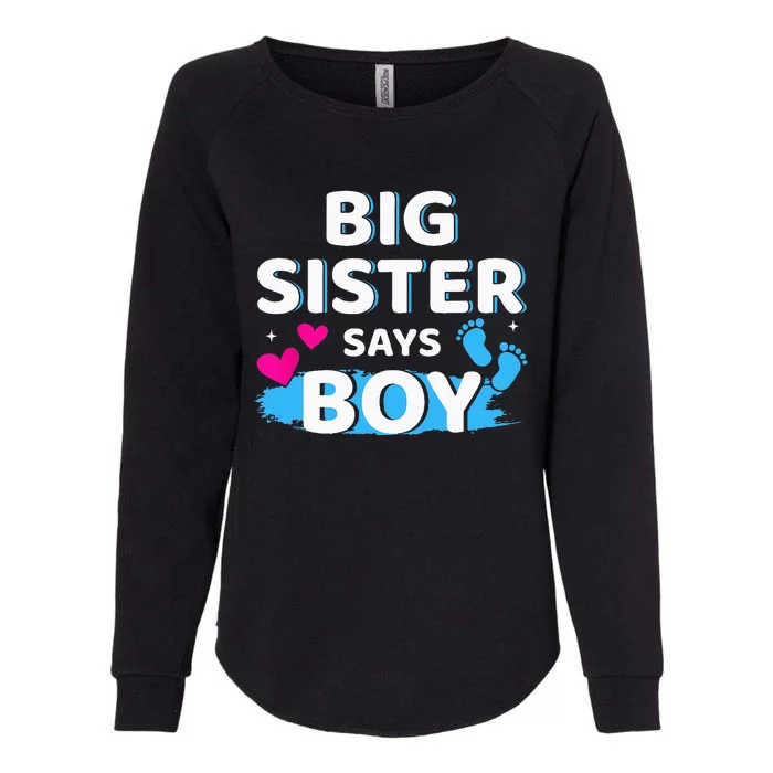 Gender reveal sister says matching family baby party Womens California Wash Sweatshirt