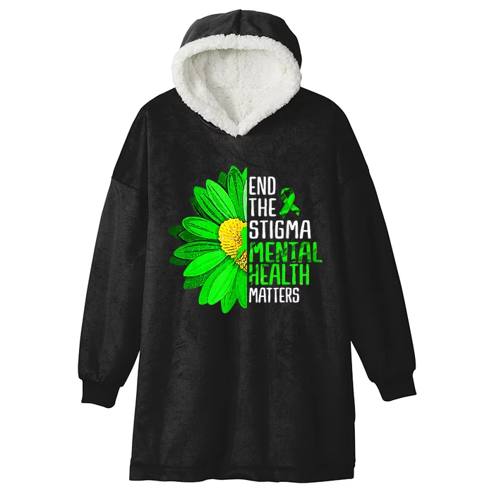 Green Ribbon Sunflower Mental Health Awareness Hooded Wearable Blanket