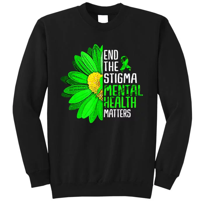 Green Ribbon Sunflower Mental Health Awareness Tall Sweatshirt