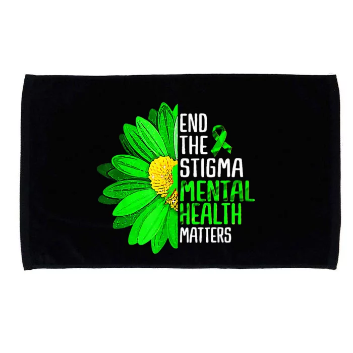 Green Ribbon Sunflower Mental Health Awareness Microfiber Hand Towel