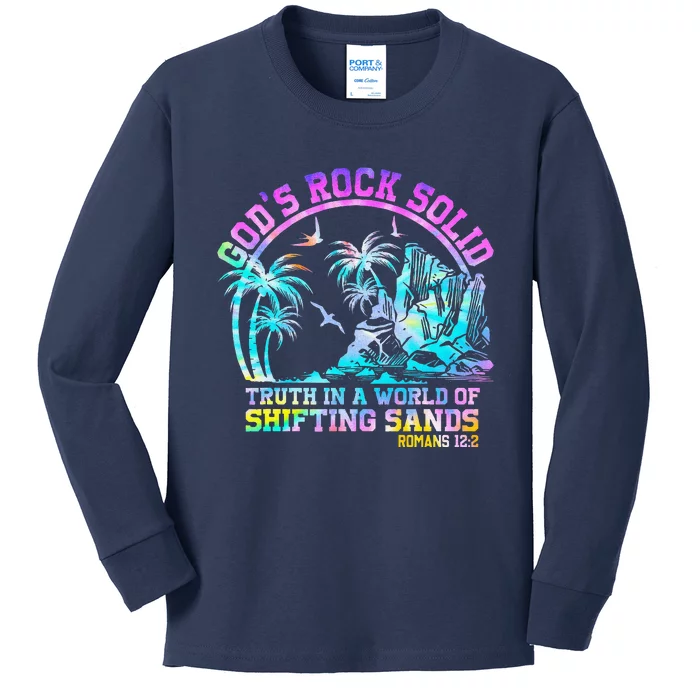 GodS Rock Solid Breaker Rock Beach Vbs 2024 Christian Kids Long Sleeve Shirt