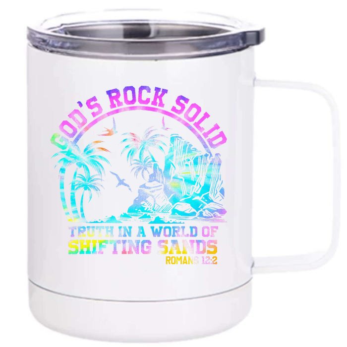 GodS Rock Solid Breaker Rock Beach Vbs 2024 Christian Front & Back 12oz Stainless Steel Tumbler Cup