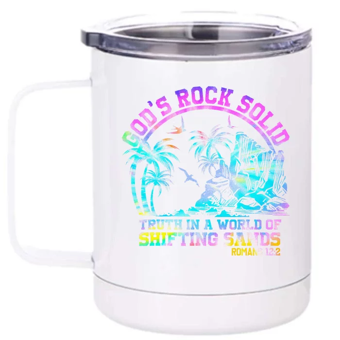 GodS Rock Solid Breaker Rock Beach Vbs 2024 Christian Front & Back 12oz Stainless Steel Tumbler Cup